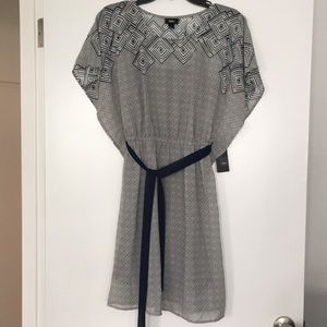 Navy grey and white geometric dress
